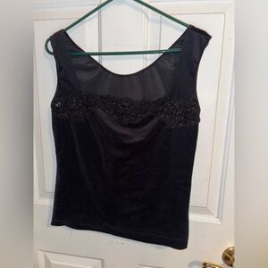 Vintage De La Rose Black Sparkly Tank Top
